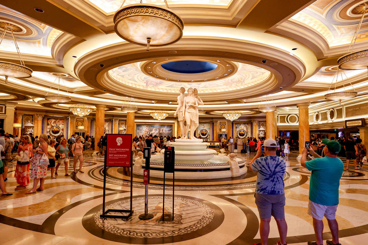 The hotel registration lobby at Caesars Palace on the Las Vegas Strip Tuesday, June 6, 2021. Ca ...