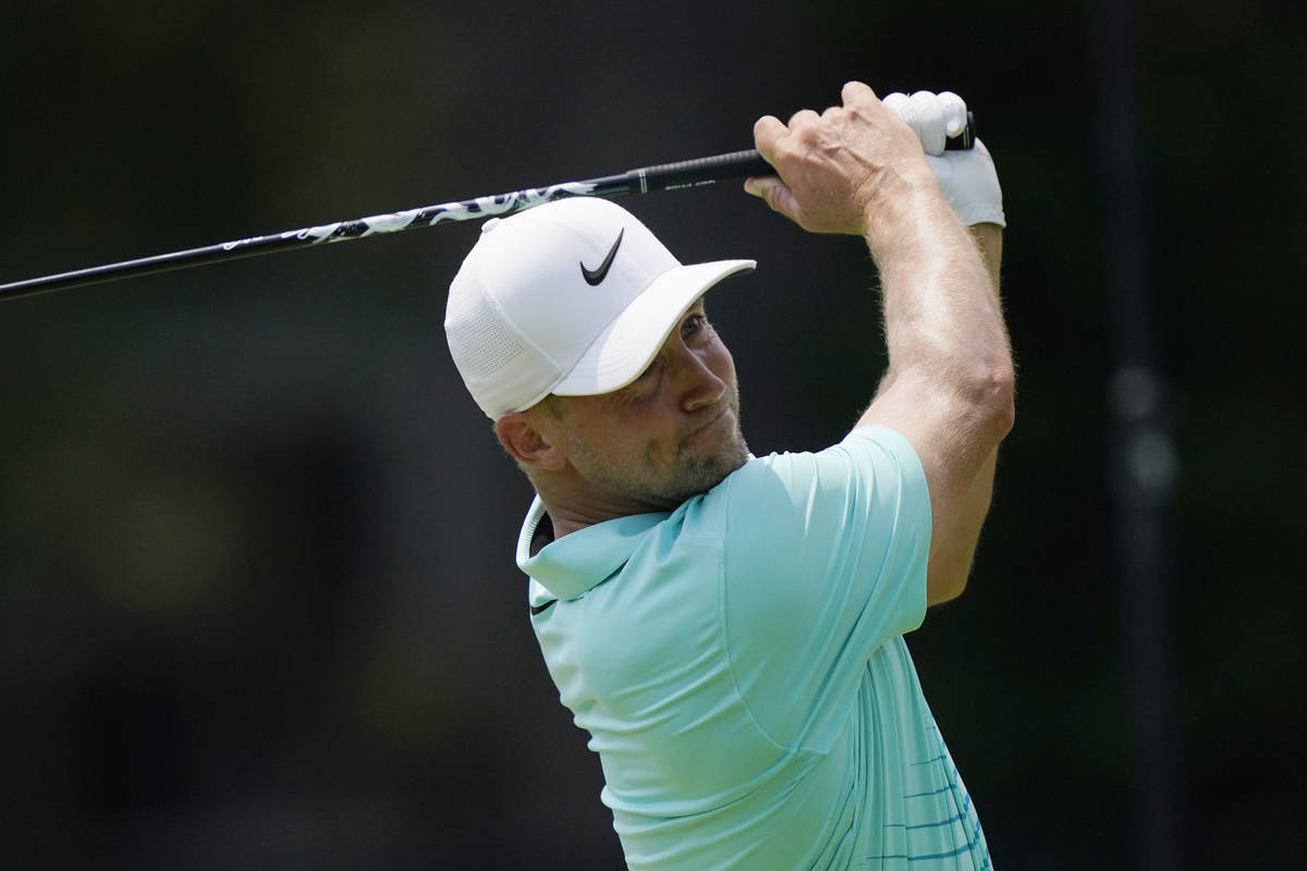 Alex Noren drives off the fourth tee during the final round of the Rocket Mortgage Classic golf ...