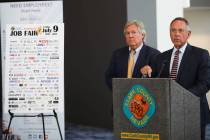 Clark County Commission Vice Chairman Jim Gibson urges the public not to wait until unemploymen ...