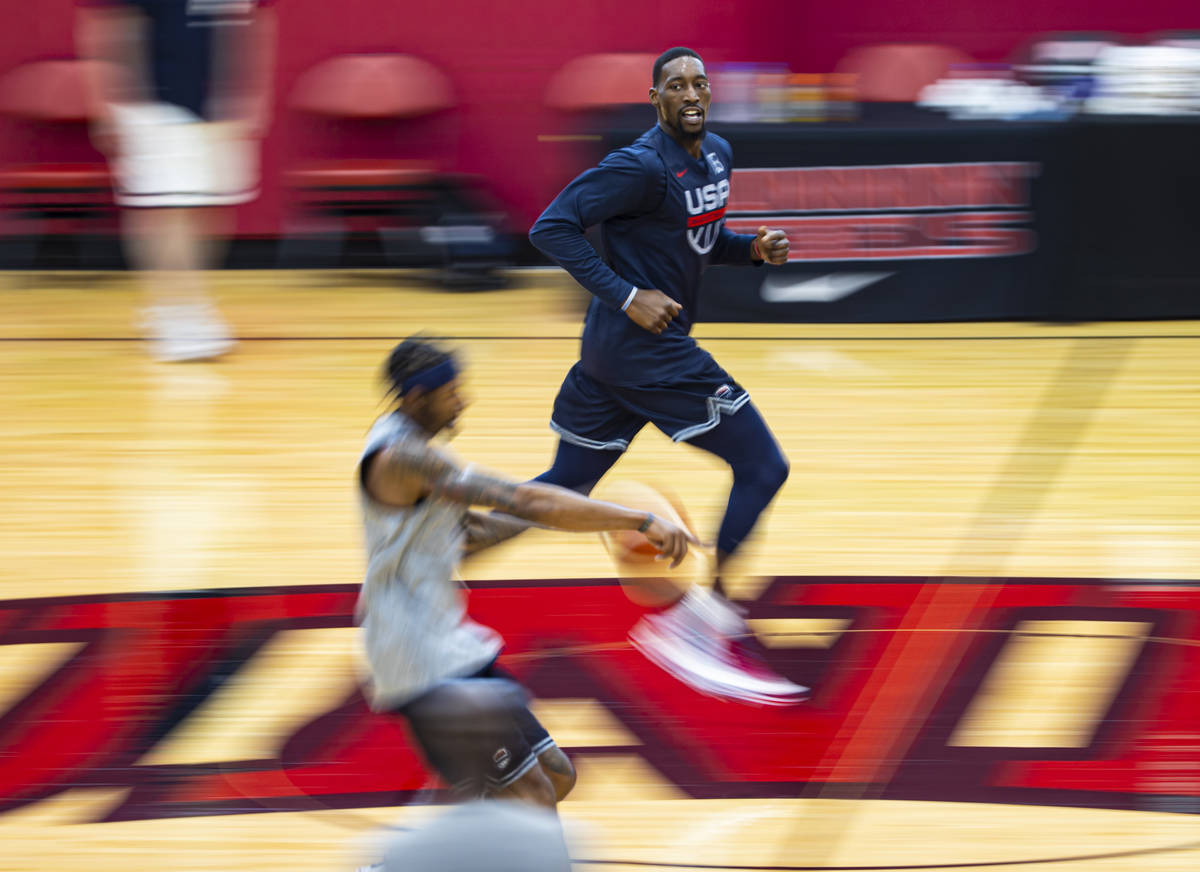 Bam Adebayo trains during the first day of USA Basketball practice, ahead of the OIympics, at M ...