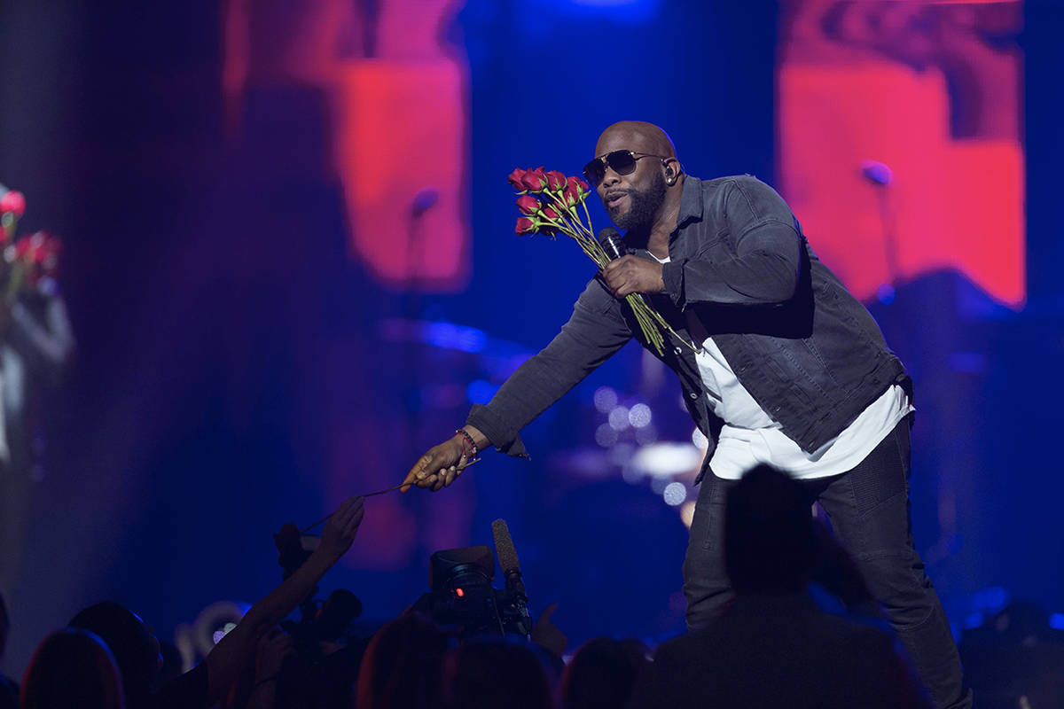 Wanya Morris of Boyz II Men performs at the Vegas Strong Benefit concert at the T-Mobile Arena, ...