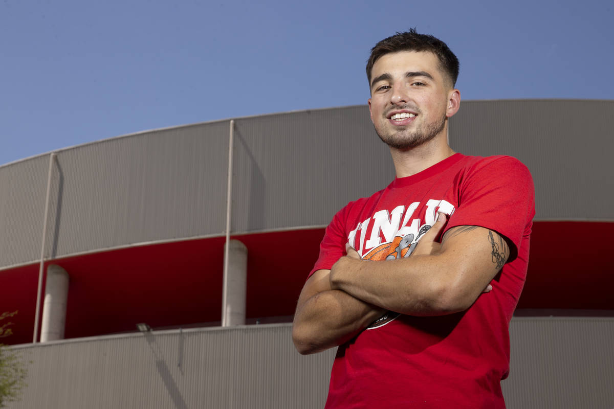 UNLV point guard Jordan McCabe poses for a portrait outside of the Thomas & Mack Center in Las ...