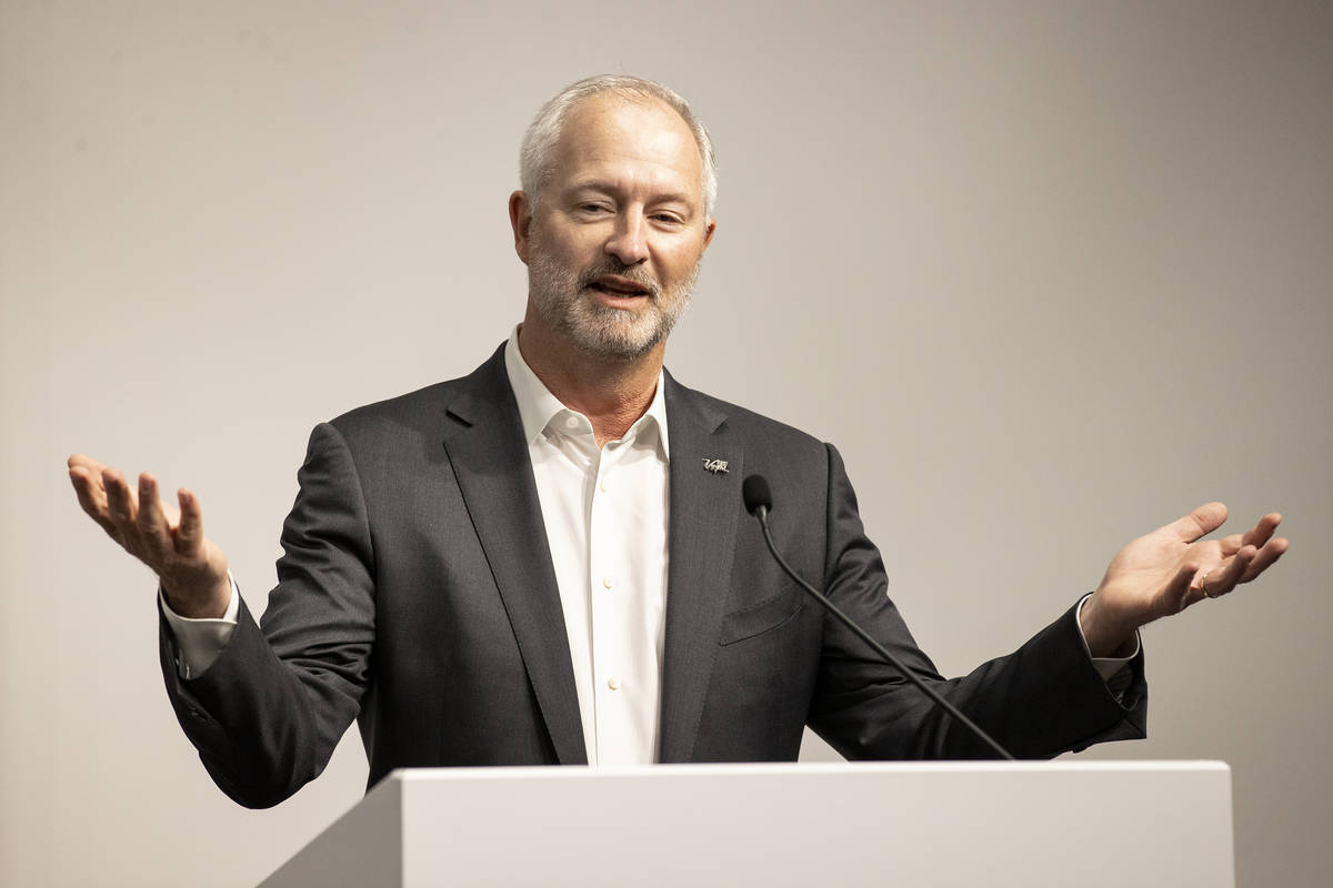 Steve Hill, CEO and president of Las Vegas Convention and Visitors Authority, speaks on the ann ...