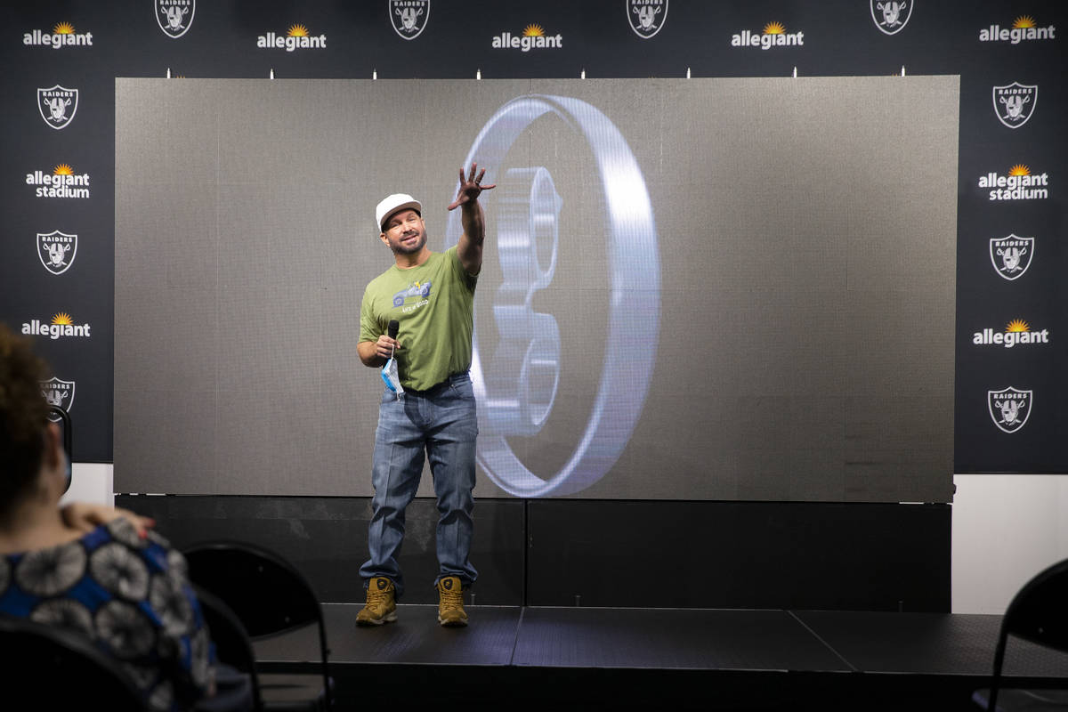 Garth Brooks speaks during a press conference on his music tour at Allegiant Stadium in Las Veg ...