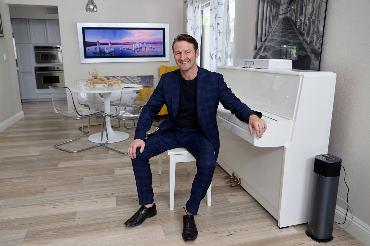Former Olympian and former Cirque du Soleil performer Paul Bowler at his Las Vegas home Wednesd ...