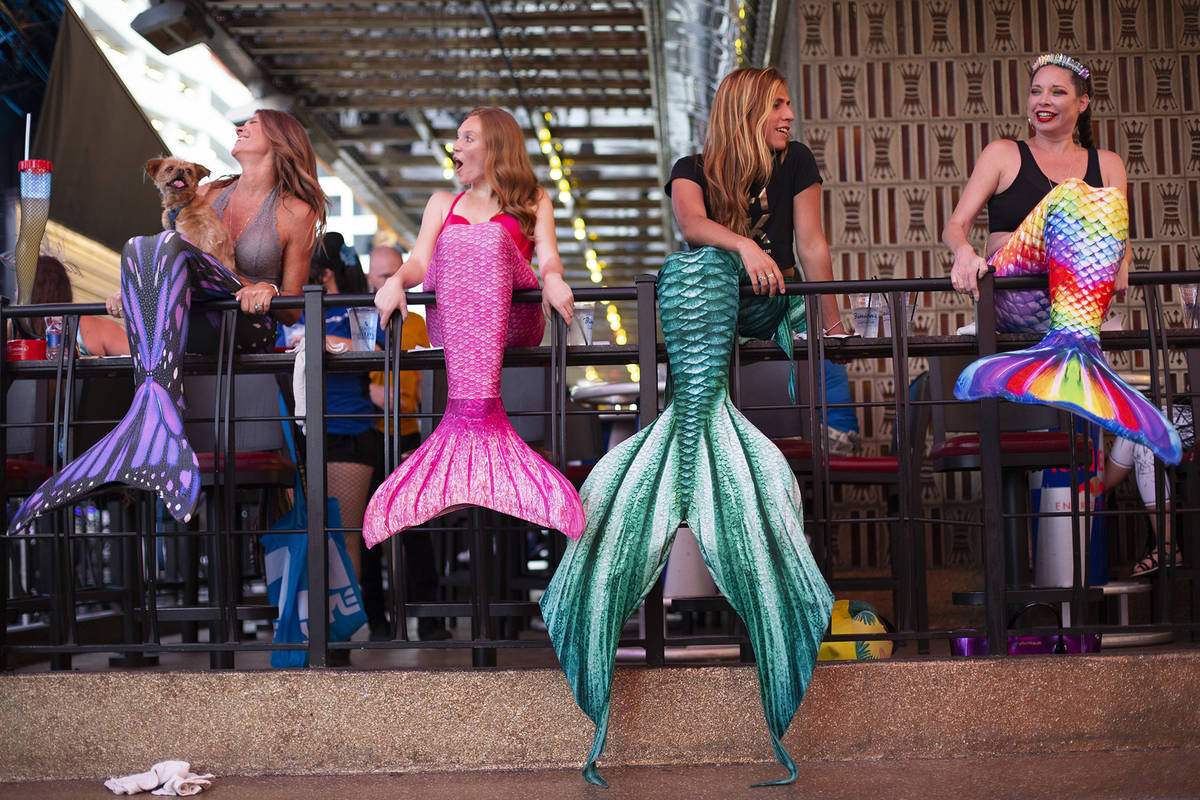 From left, Veronika Valentine, Miranda Huizing, The Traveling Merman and JJ Sin City put on a s ...
