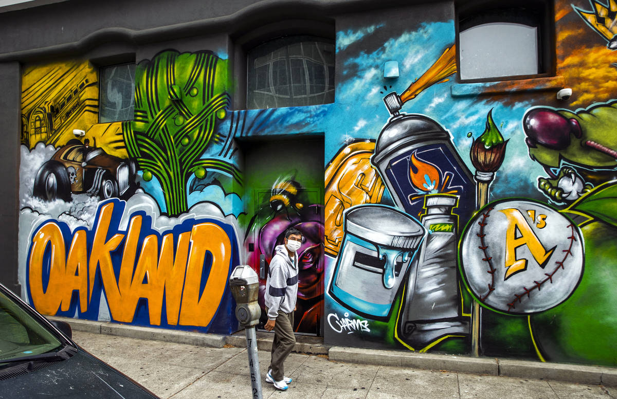 The Oakland A‘s are featured as part of a mural in the Chinatown neighborhood on Saturda ...