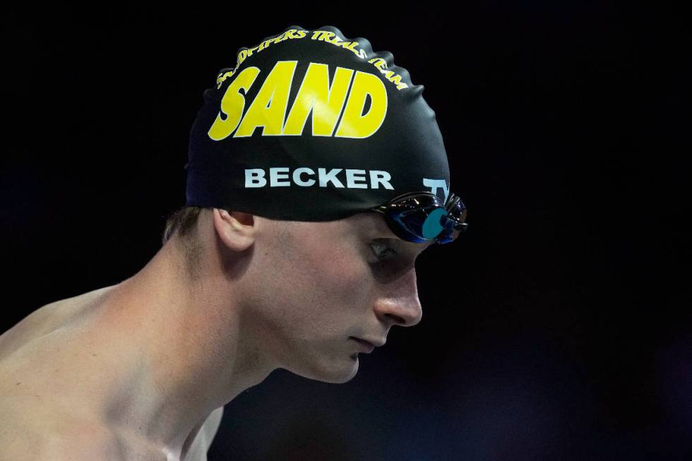 Bowe Becker gets ready to compete in the men's 50-meter freestyle final during wave 2 of the U. ...