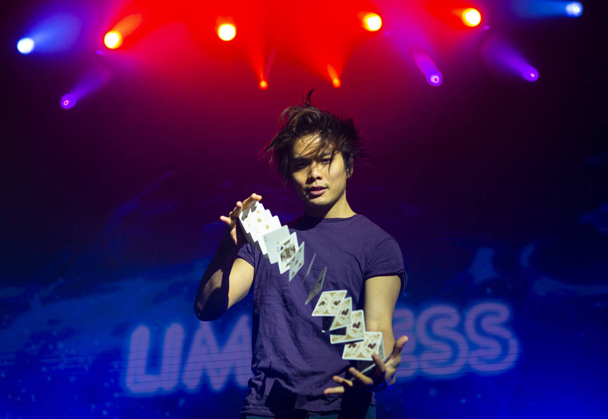 Illusionist Shin Lim poses for a portrait onstage ahead of the reopening of his show, "Lim ...