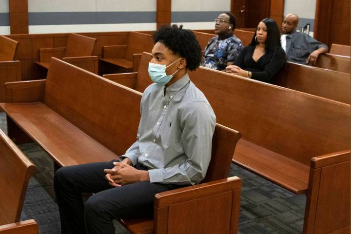 Former Bishop Gorman High School basketball standout Zaon Collins and his parents, Marvin Colli ...