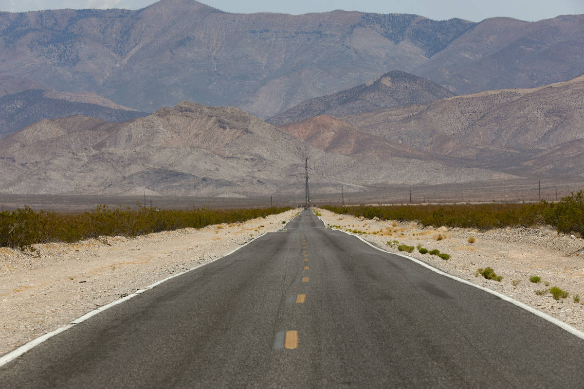 Tecopa Road runs adjacent to the future 3,000-acre solar farm Yellow Pine Solar Project in the ...