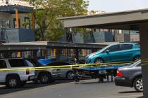 Police at the scene of a homicide on the 1000 block of East Carey Avenue in North Las Vegas Wed ...