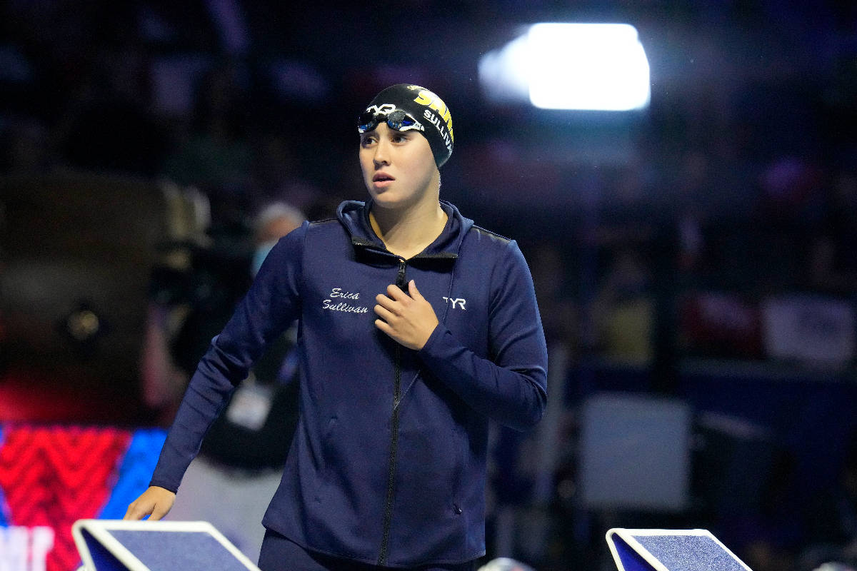 Erica Sullivan before the women's 800-meter freestyle during wave 2 of the U.S. Olympic Swim Tr ...