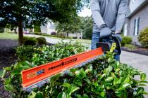 The 40-volt Ryobi 26-inch brushless hedge trimmer is easier to maneuver than corded trimmers. ( ...