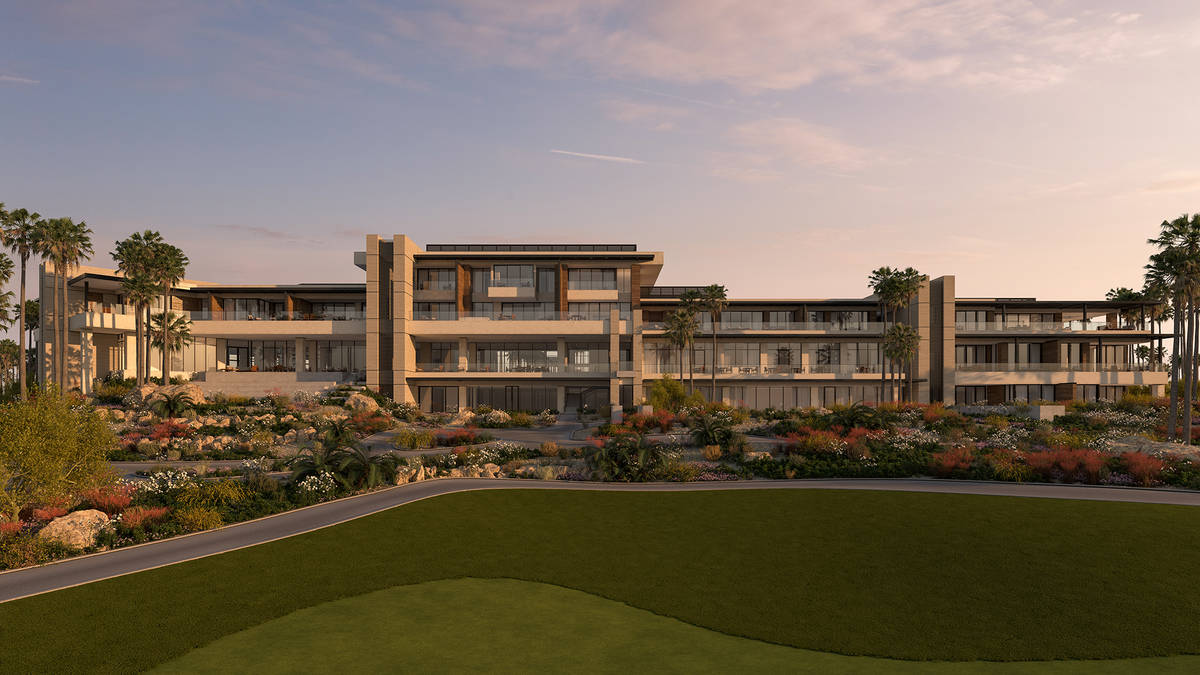 This artist's rendering shows what the 555-acre luxury golf resort community's club house will ...