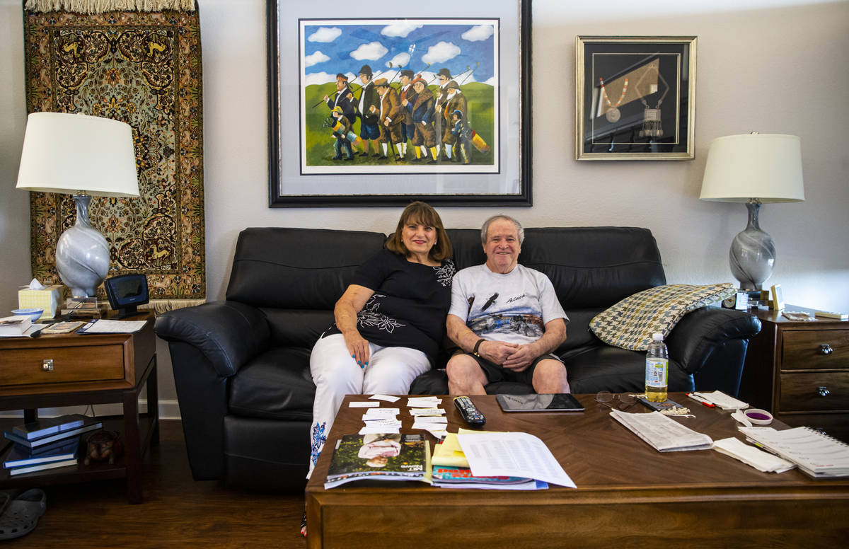Donna Peterson, left, poses for a portrait with her husband, Byron Peterson, who has Wernicke's ...
