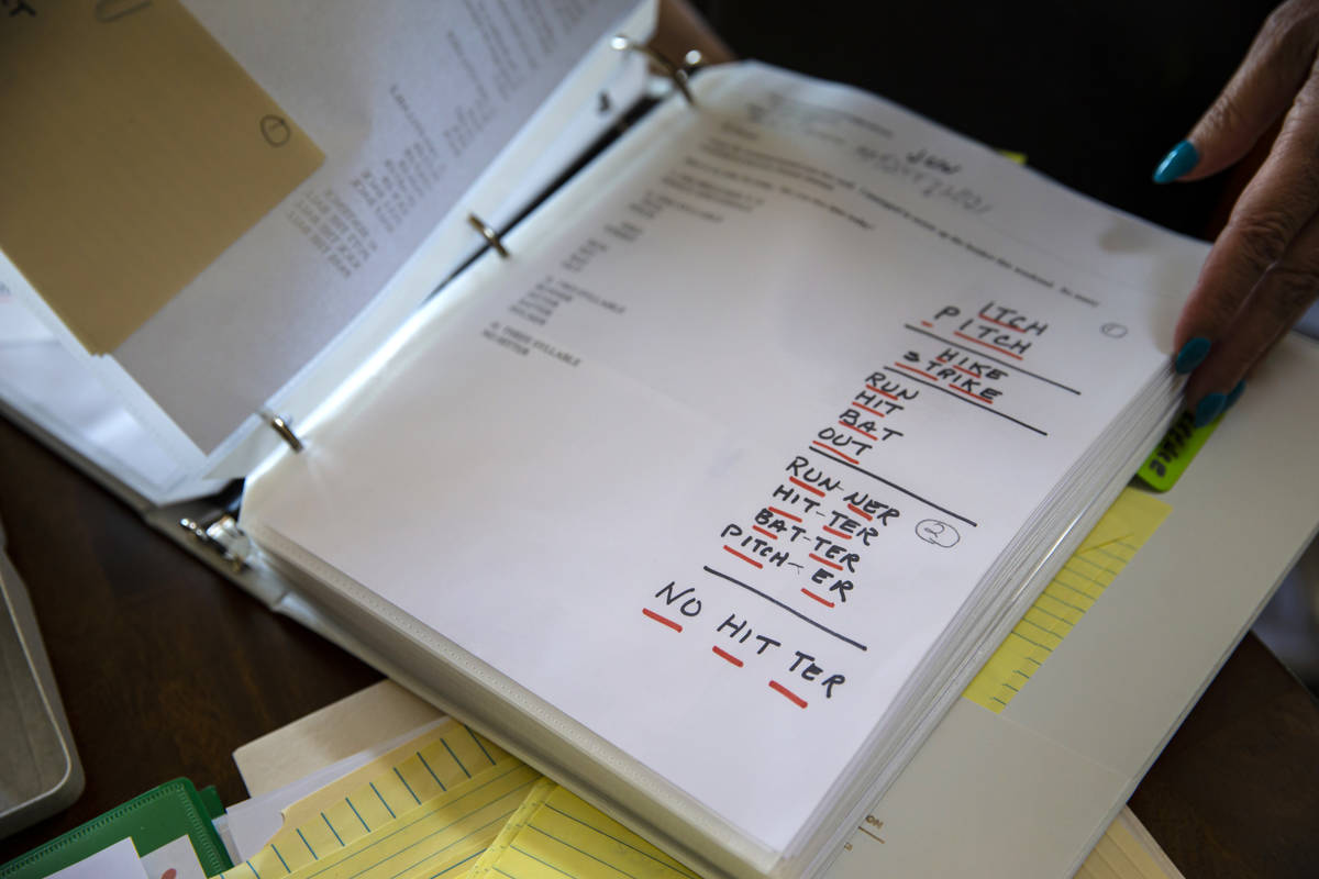 Notes for learning different baseball-related words for Byron Peterson, who has Wernicke's apha ...