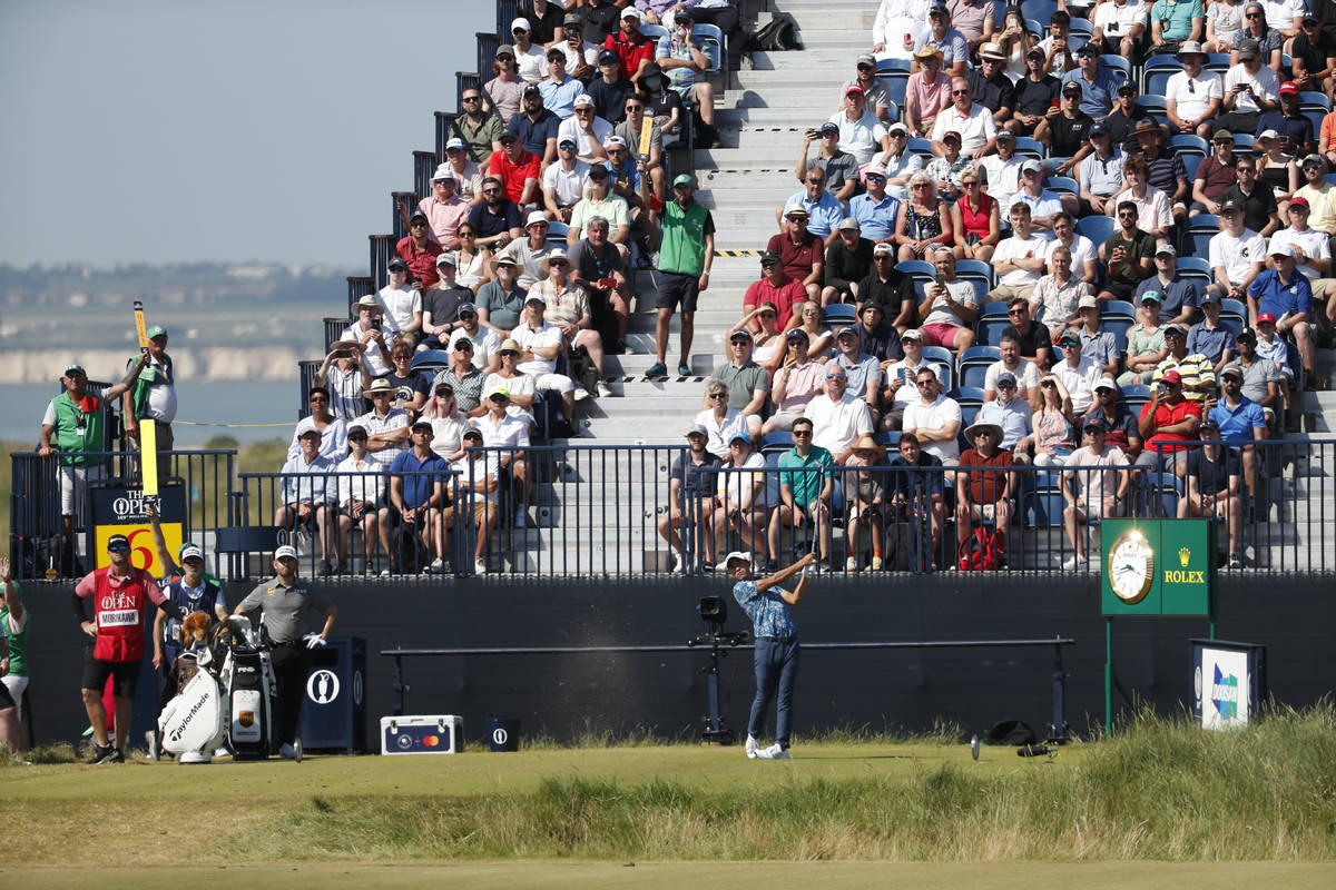 United States' Collin Morikawa hits his tee shot on the 6th hole during the final round of the ...
