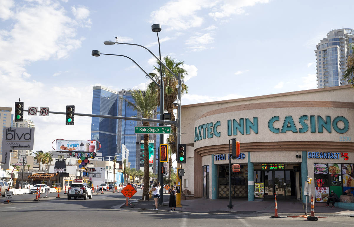The Aztec Inn Casino, a property for sale at the intersection of Las Vegas Boulevard and Bob St ...