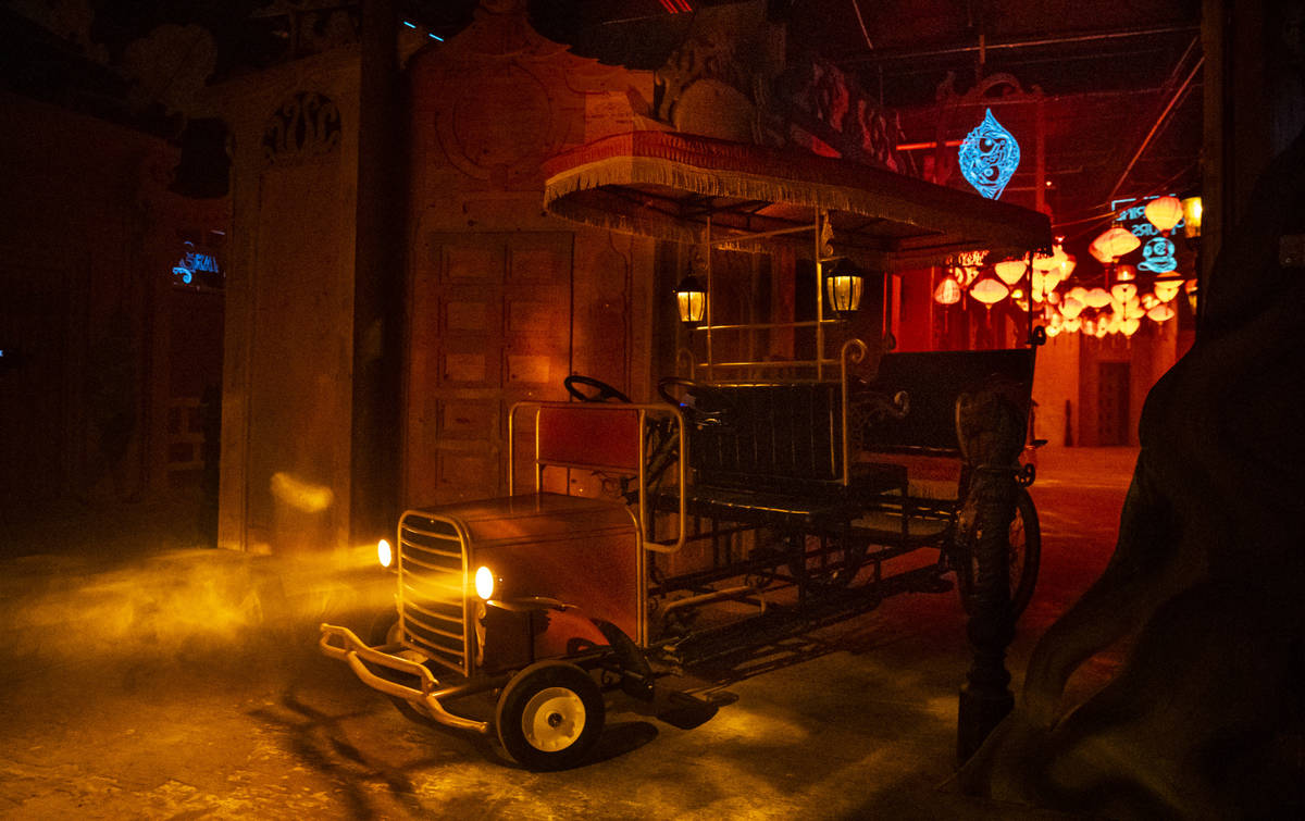 A rickshaw, which will help transport guests, is seen during a tour of Lost Spirits Distillery, ...
