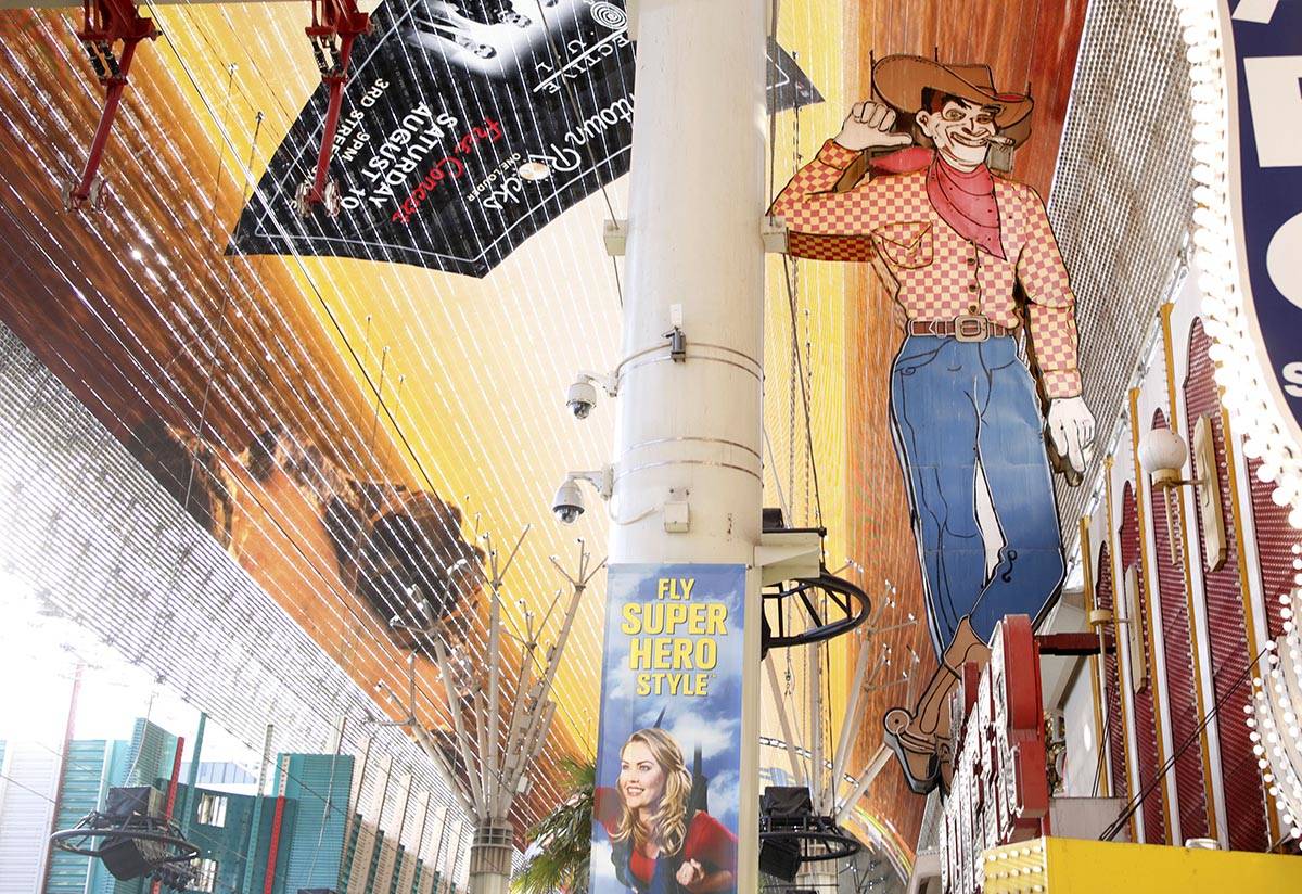 The iconic Vegas Vic neon sign in front of the now closed Pioneer Club on the Fremont Street Ex ...