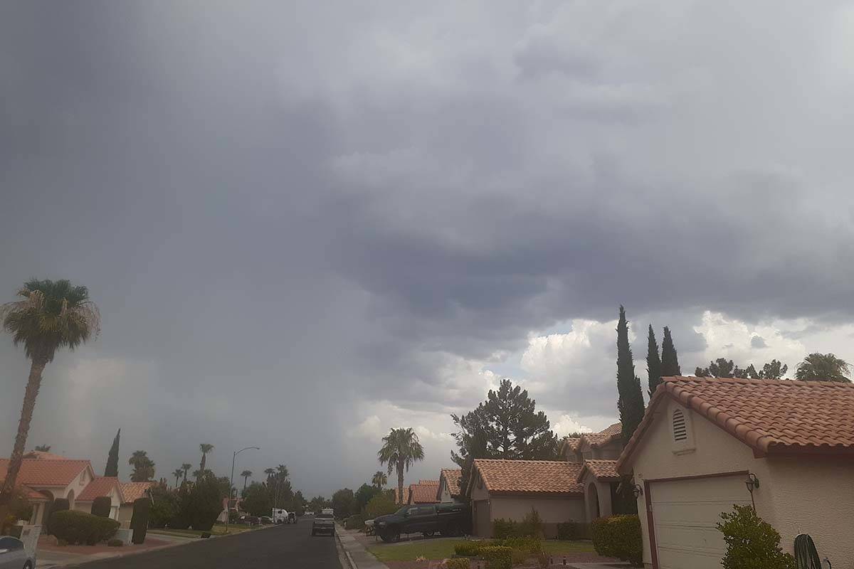 Rain storms move through the Las Vegas Valley on Thursday, July 22, 2021, including near the 21 ...