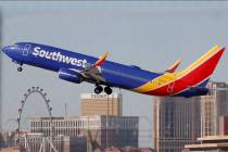 In a Feb. 27, 2020, file photo, a Southwest Airlines plane takes off from the McCarran Internat ...