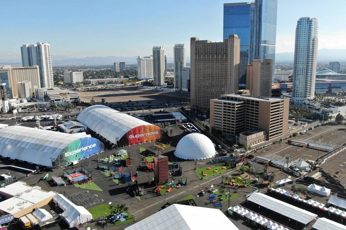 Aerial view of the Las Vegas Festival Grounds at the corner of Sahara