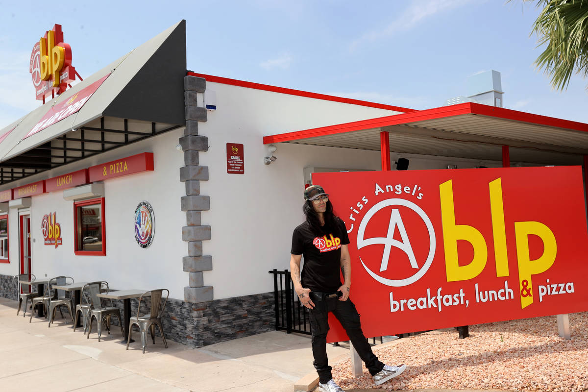 Criss Angel poses at his new restaurant, CABLP, in Overton during the grand opening Friday, Jul ...