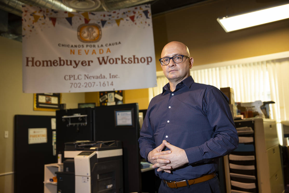 Rumaldo Chaidez, Nevada operations director for Chicanos For La Causa, poses for a portrait at ...