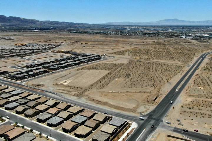 An aerial view of Cadence, a housing development near Galleria Drive and Cadence Vista Drive in ...