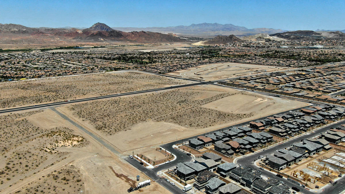 An aerial view of Cadence, a housing development near Galleria Drive and Cadence Vista Drive in ...
