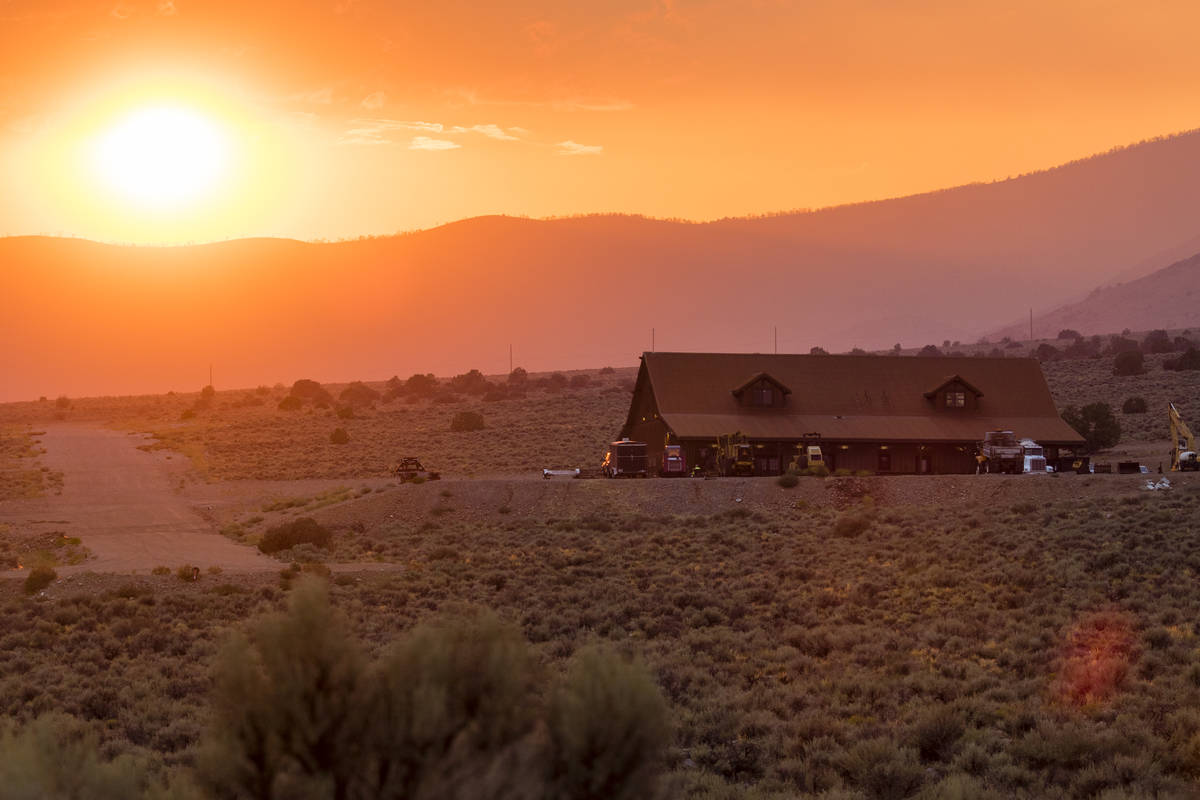 Sunset is seen arsenic  adjacent   Nevada State Route 208, eastbound  of Holbrook Junction successful  Nevada, Friday, Jul ...