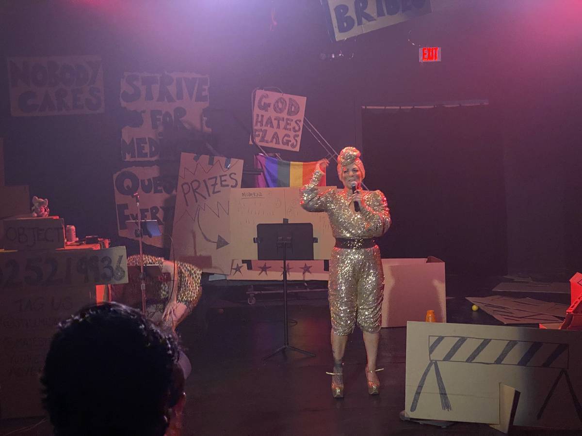 Amy Saunders and her co-star, Tiffany, perform in "Miss Behave Game Show" at Majestic Repertory ...