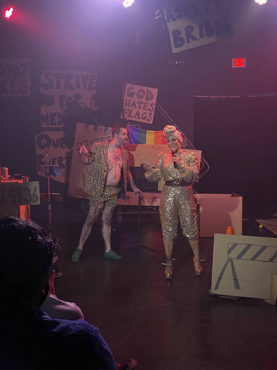 Amy Saunders and her co-star, Tiffany, perform in "Miss Behave Game Show" at Majestic Repertory ...