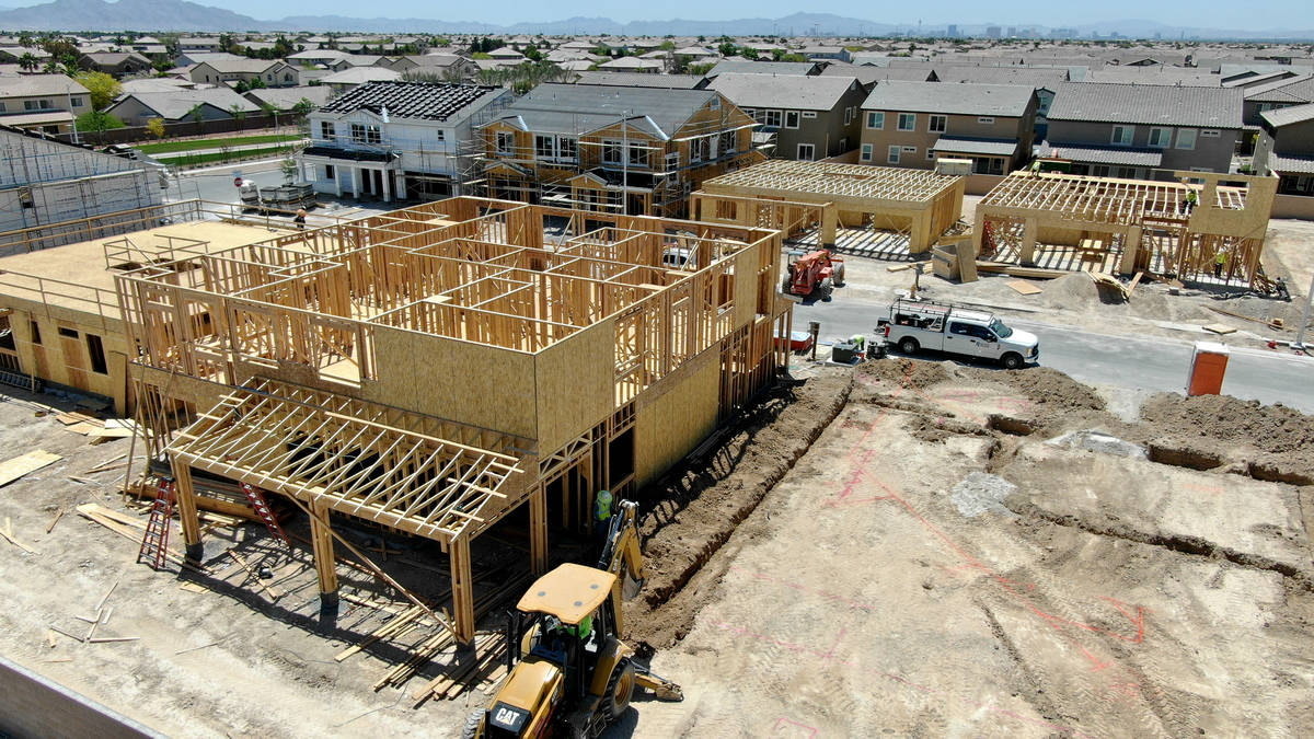 An aerial view of Orion Pointe, a housing development near North Decatur Boulevard and Farm Roa ...