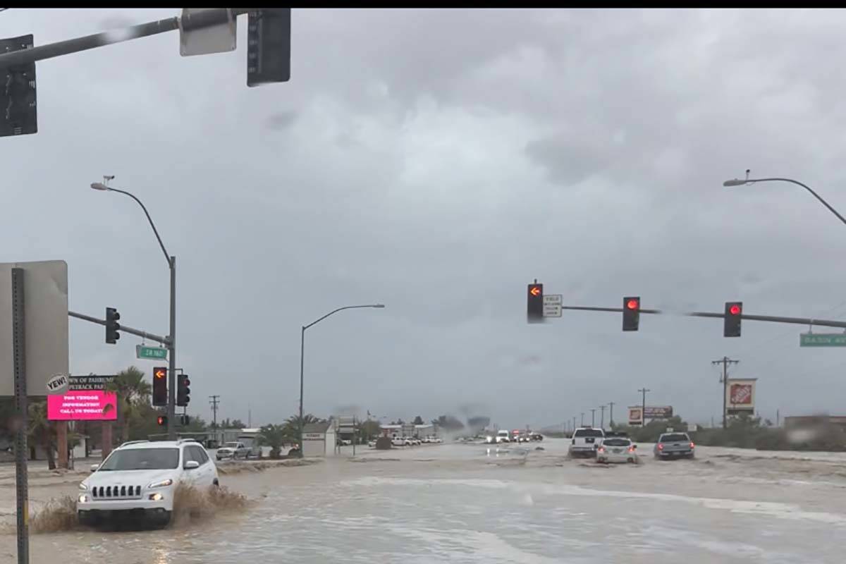 Heavy rainstorms produced flooding in Pahrump on Monday, July 26, 2021. (Nye County Sheriff’s ...