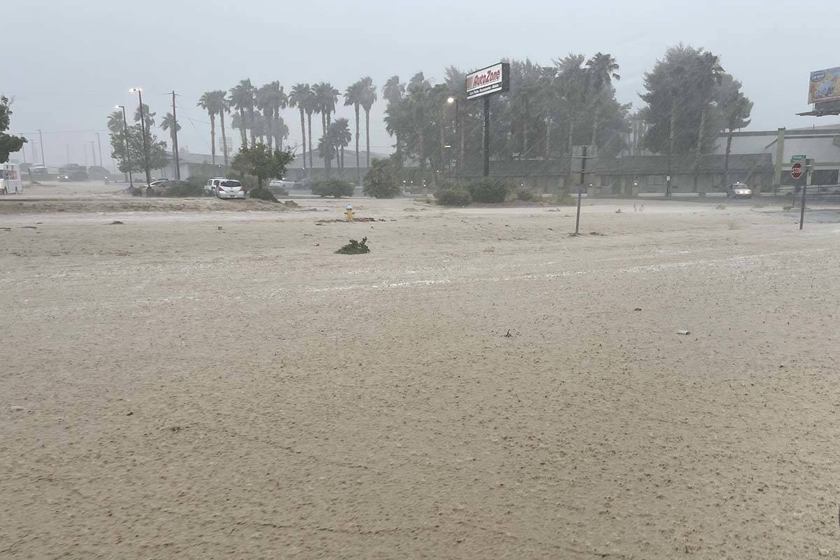 Heavy rainstorms produced flooding in Pahrump on Monday, July 26, 2021. (Nye County Sheriff’s ...