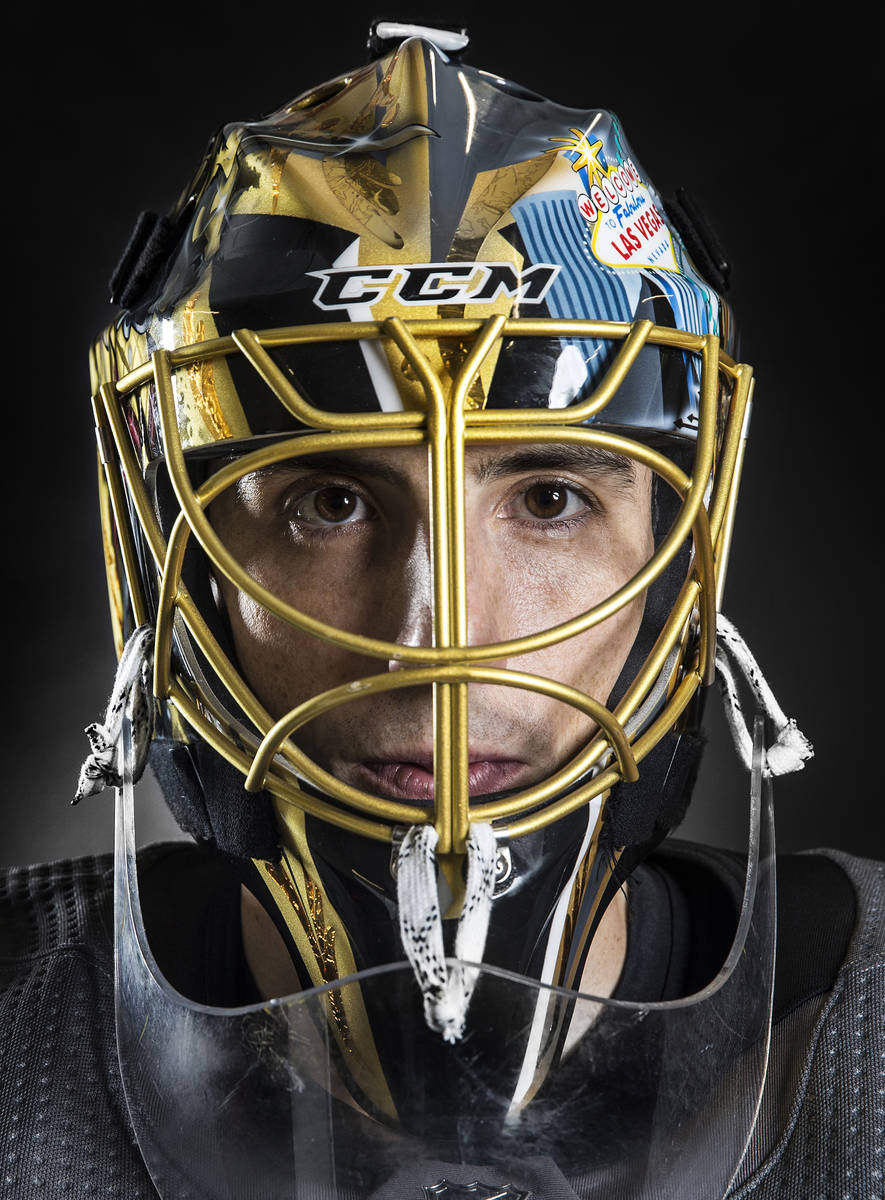 Marc-Andre Fleury Vegas Golden Knights Unsigned Gold Alternate Jersey In  Net Photograph