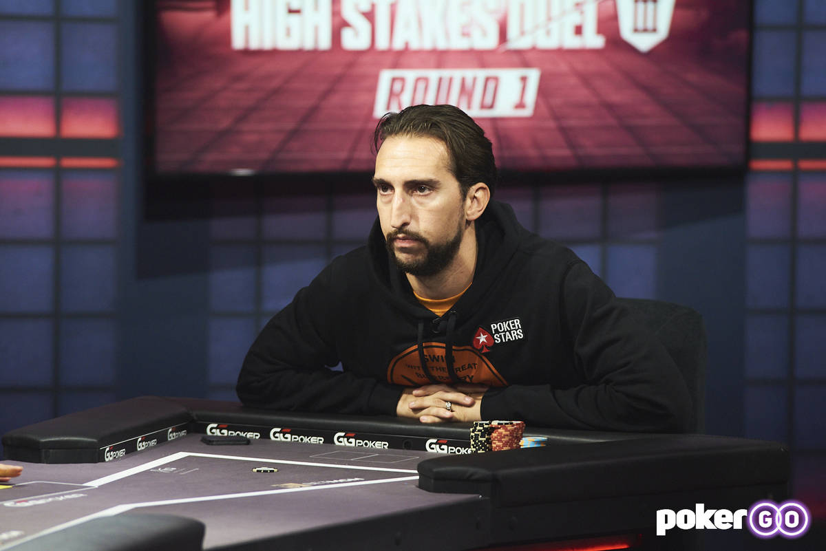 Nick Wright plays on "High Stakes Duel" on Wednesday, July 28, 2021, at the PokerGO studio by t ...