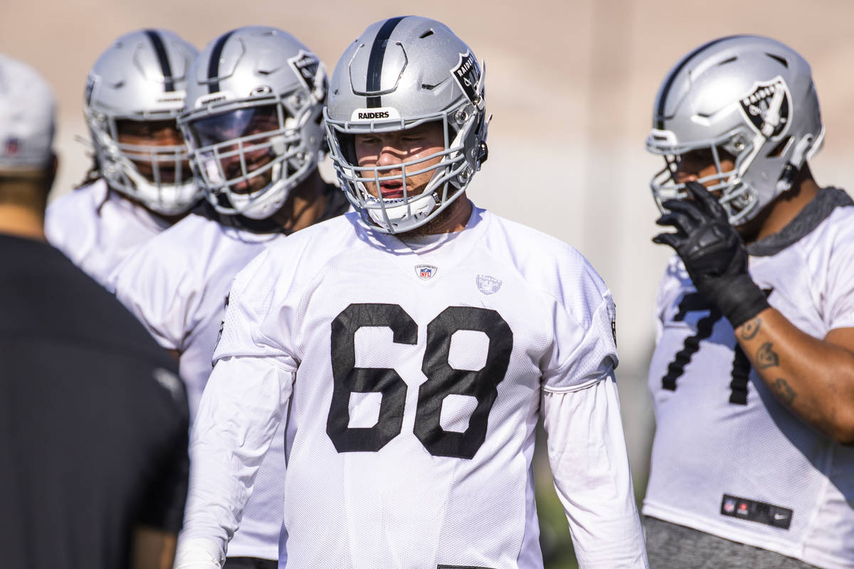 Raiders center Andre James (68) during the Raiders training camp at the Intermountain Healthcar ...