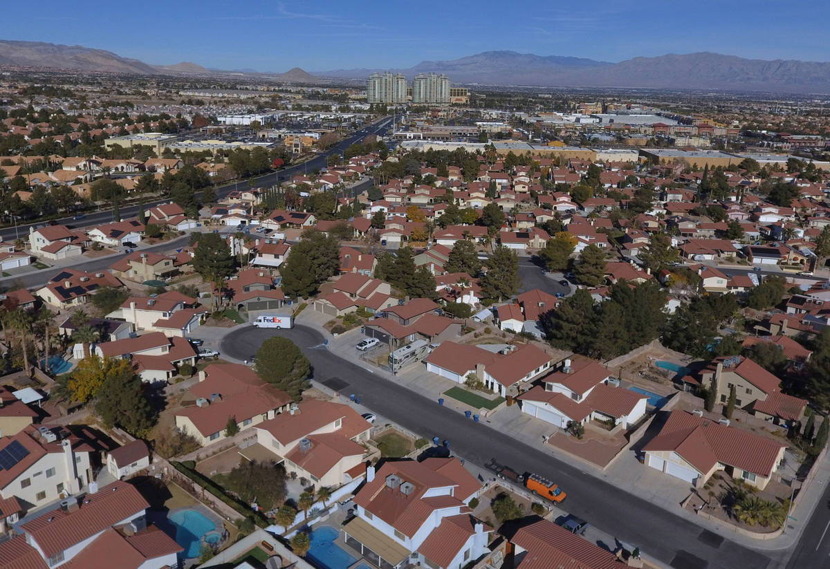 An aerial view of housing development along South Odette Land and West Condotti Court in Summer ...