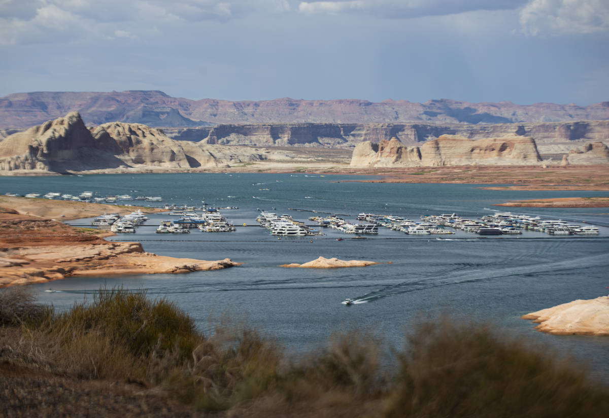 A view of the Wahweap Marina at Lake Powell in the Glen Canyon National Recreation Area on Tues ...