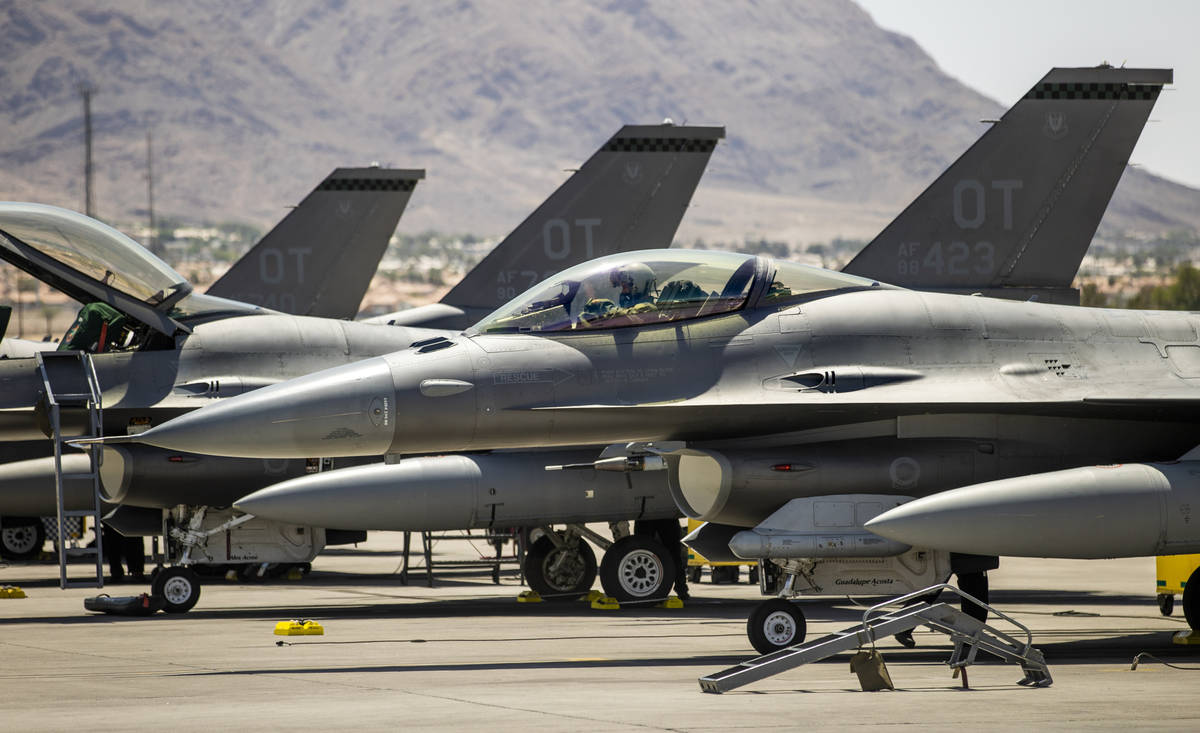 Nellis Air Force Base hosting a RED FLAG exercise on Thursday, July 29, 2021, in Las Vegas. (L ...