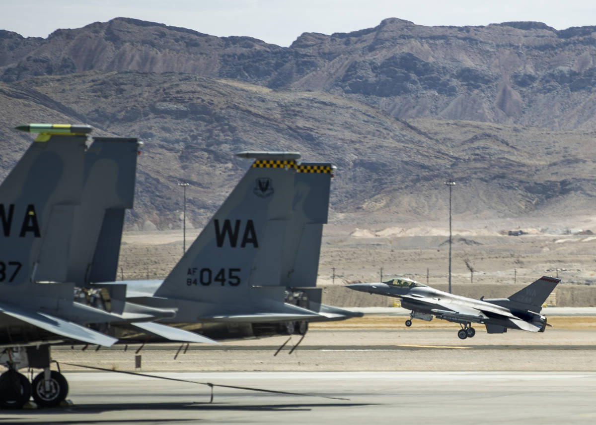 Nellis Air Force Base hosting a RED FLAG exercise on Thursday, July 29, 2021, in Las Vegas. (L ...