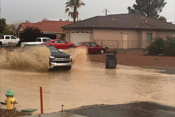 Flooding continues in Pahrump. (Ann Riget Noha)