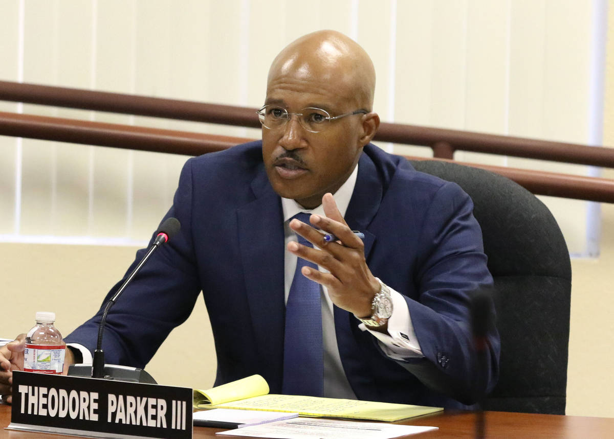 The Southern Nevada Regional Housing Authority legal counsel, Theodore Parker, speaks during a ...