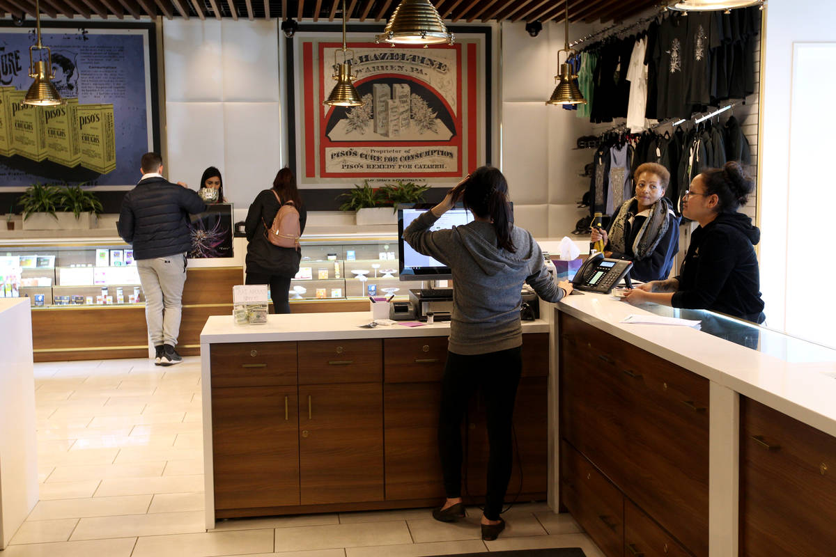 Pisos dispensary, at 4110 S. Maryland Pkwy. in Las Vegas Monday, Jan. 22, 2018, is on the foref ...