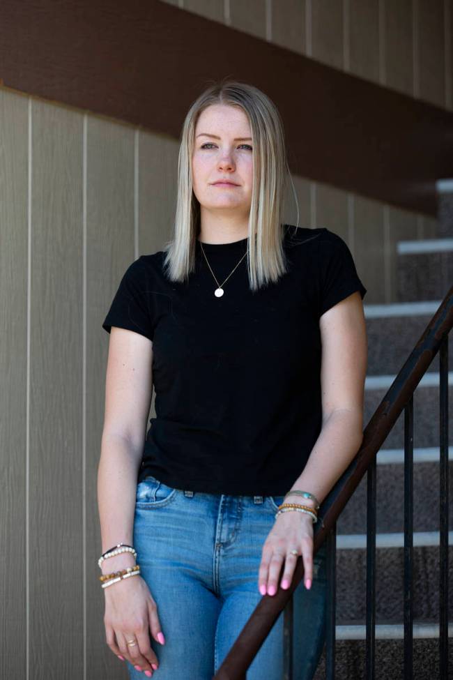 Kylee Tobler at her home on June 16, 2021, in Bunkerville. The 21-year-old is at the center of ...