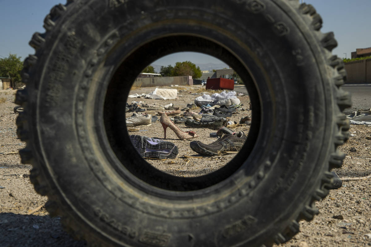 The loss of trees adds to urban heat island effects on Thursday, Aug. 5, 2021, in Las Vegas. Th ...